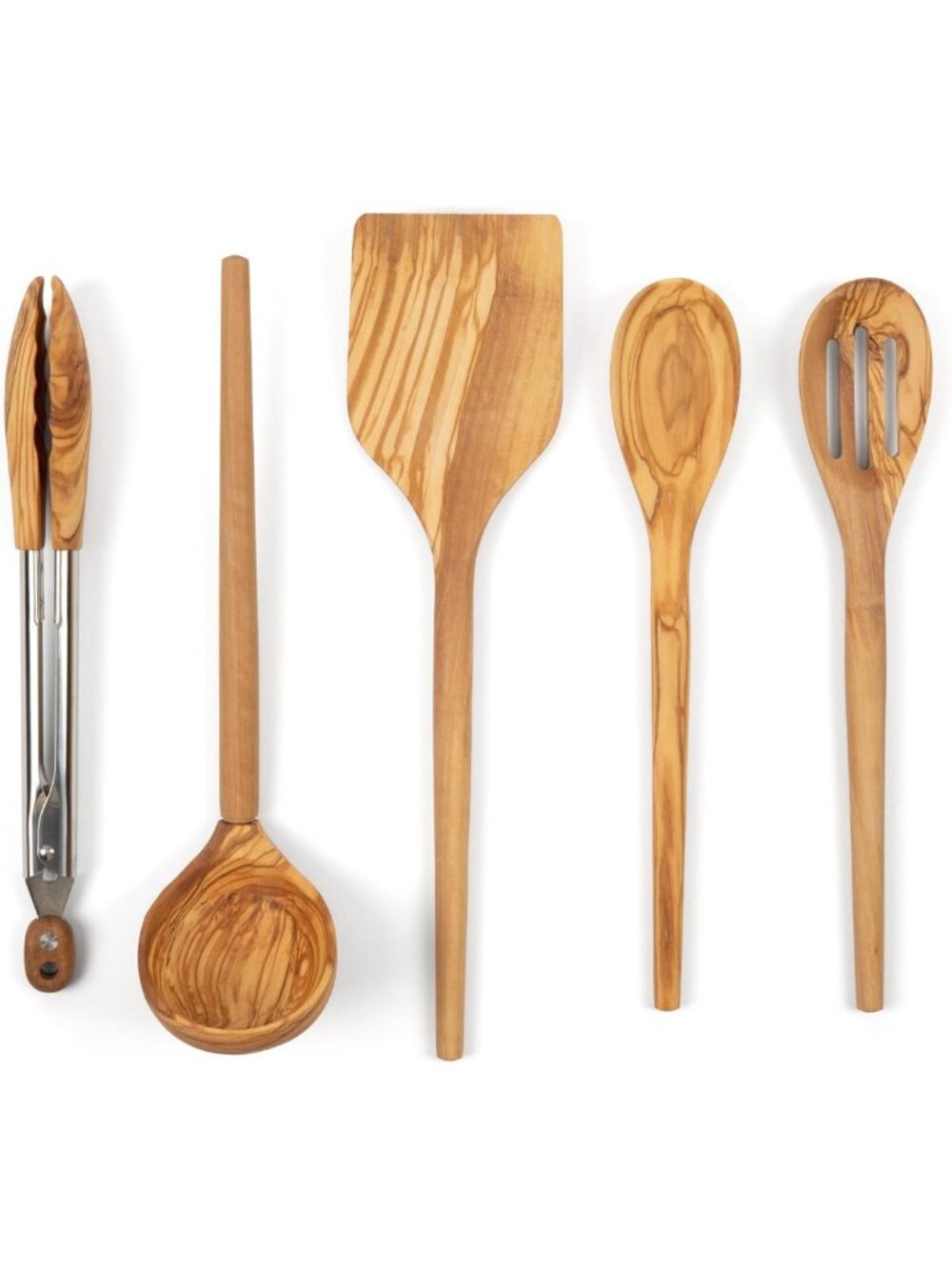 5-Pc Olive Wood Cooking Utensil Set | Eco-Friendly Kitchen Tools & Accessories